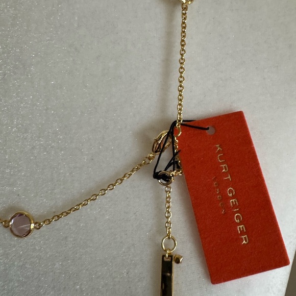 KURT GEIGER LONDON MULTI RAINBOW CRYSTAL CURB LINK NECKLACE  Kurt Geiger Rainbow Crystal Station Chain Necklace